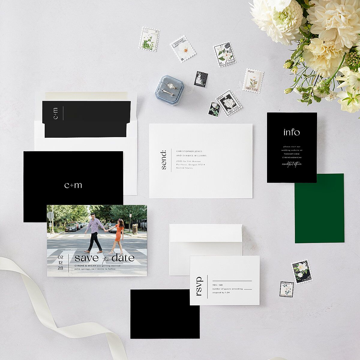 Simply Stated Save The Date Cards Licorice Signature smooth Blank No Standard