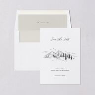 Elegant Mountain Monogram Save the Date Cards Pure White Signature smooth Blank No Standard
