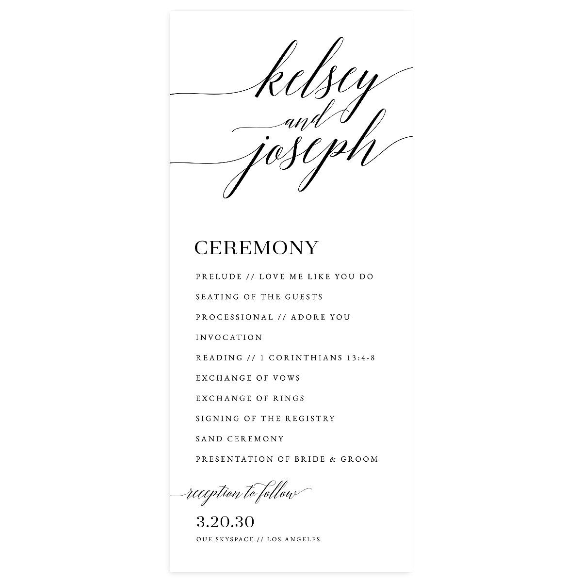 Painted Minimal Wedding Programs