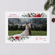 Holiday Botanical Holiday Cards Crimson Signature Blank Landscape Standard