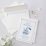 Hand Drawn Cake Bridal Shower Bridal Shower Invitations French Blue Signature Blank Ticket