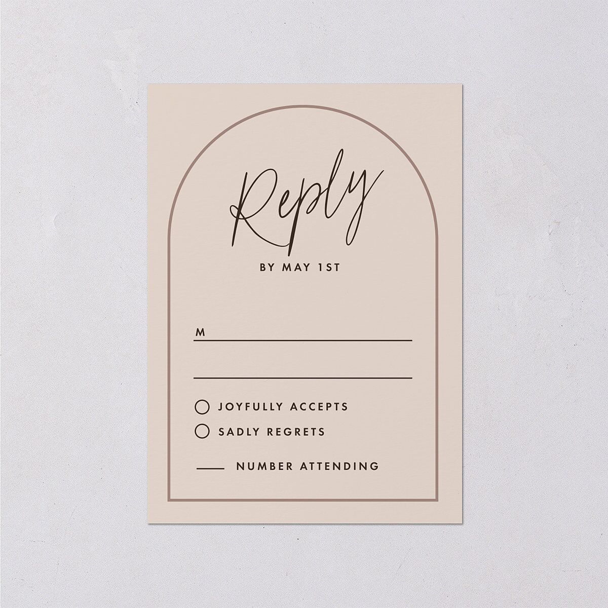 Scripted Arch Wedding Response Cards Deep Bronze Signature Standard