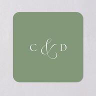 Vintage Bow Wedding Stickers Jewel Green Soft Square
