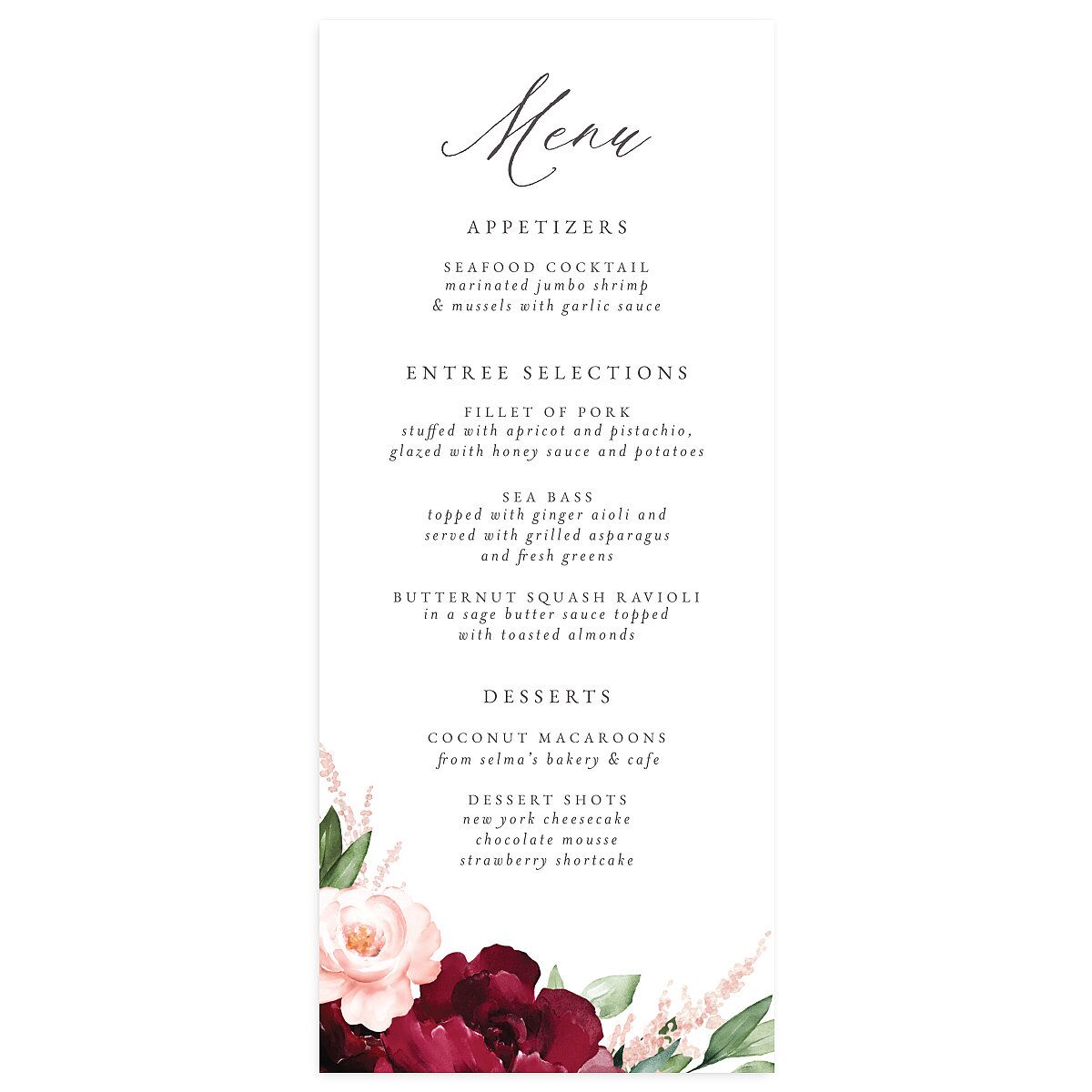 Beloved Floral Menus