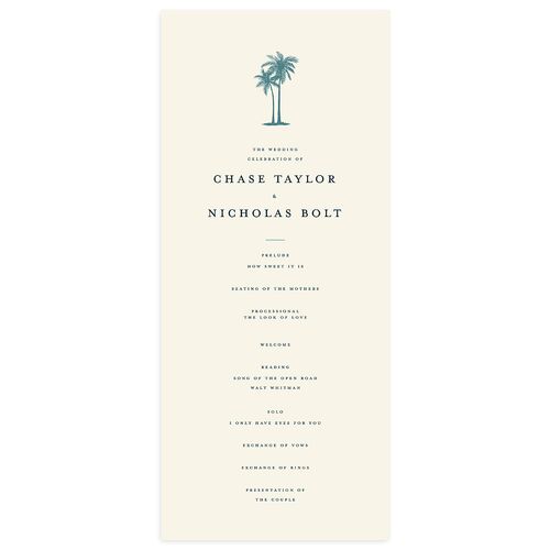 Palm Tree Icon Wedding Programs Tide Pool Signature