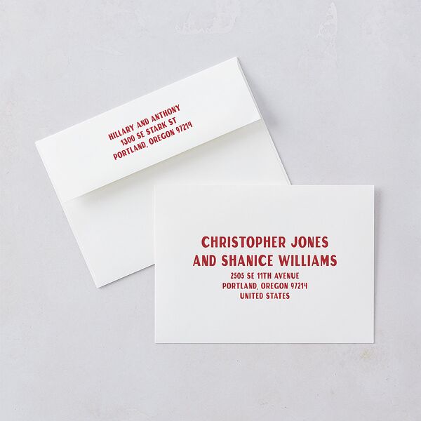 Retro Destination Postcard Inspired Save the Date Cards Red Clay Signature smooth Blank No Standard