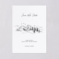 Elegant Mountain Monogram Save the Date Cards Pure White Signature smooth Blank No Standard