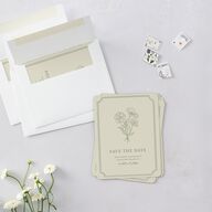 Vintage Botanical Sketch Save The Date Magnets Dark Camo Magnet Paper