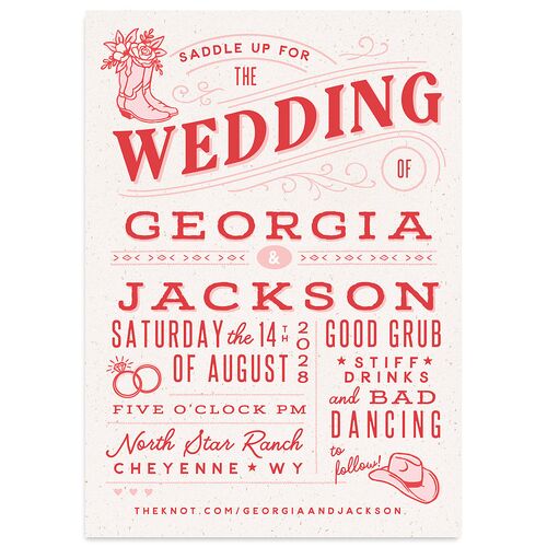 Western I Do BBQ Wedding Invitations Crimson Signature Blank No Standard
