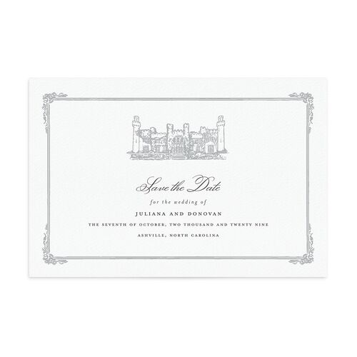 Medieval Castle Storybook Save the Date Postcards Silver