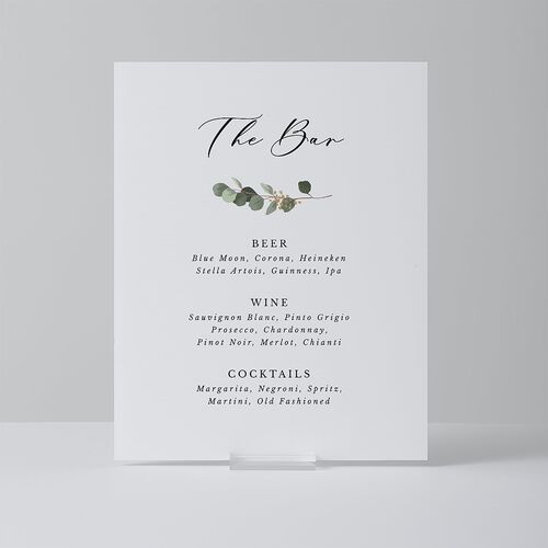 Eucalyptus Frame Standard Bar Tabletop Sign Small Pure White Standard Outdoor Corrugated S Tabletop Bar