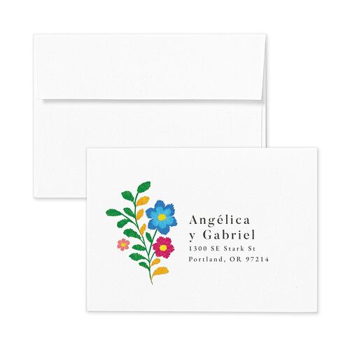Bordados Florales Wedding Response Card Standard Envelopes White Off-White Return Address Signature Standard