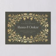 Rustic Nouveau Save the Date Cards Gold Hunter Green Signature smooth Blank No