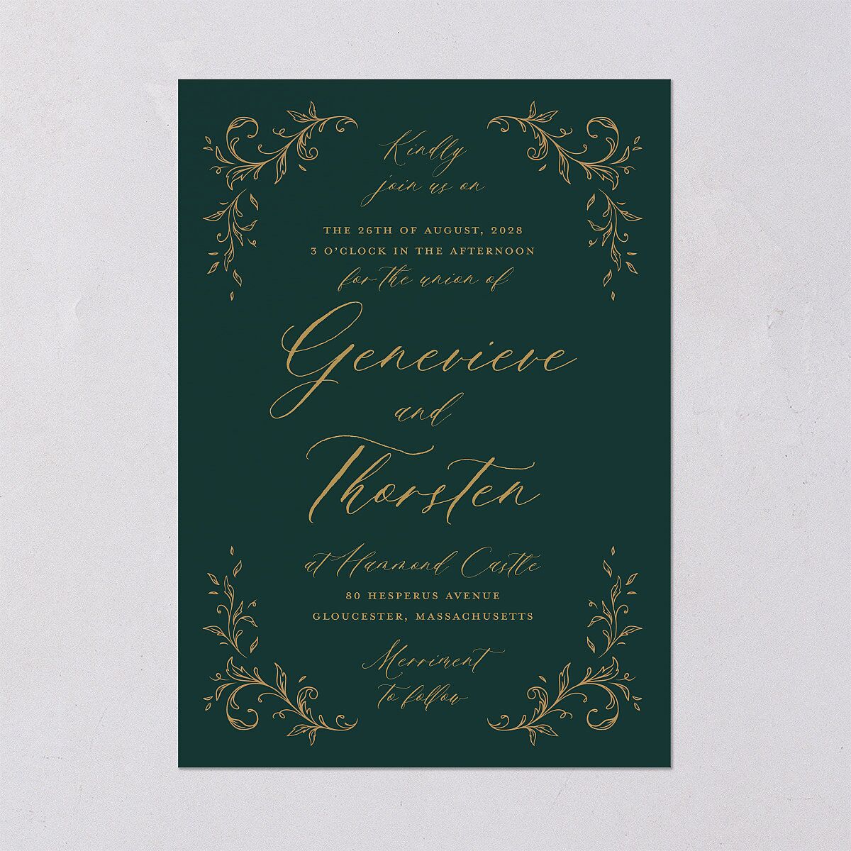 Dark Vintage Fantasy Wedding Invitations Dark Emerald Signature Blank No