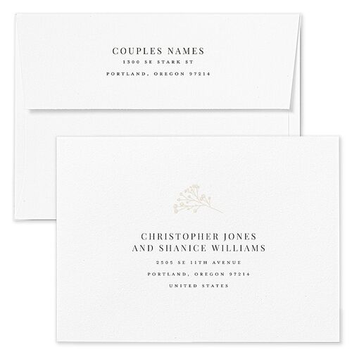 Baby's Breath Save The Date Card Envelopes White Standard Bisque Both Recipient and Return Addresses Signature