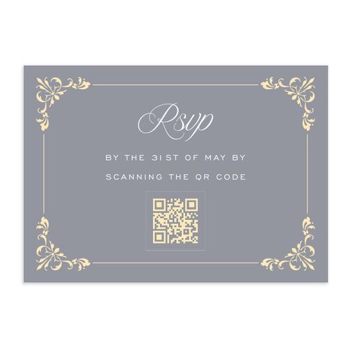 Old Money QR Code RSVP Cards Dusty Blue Signature Standard