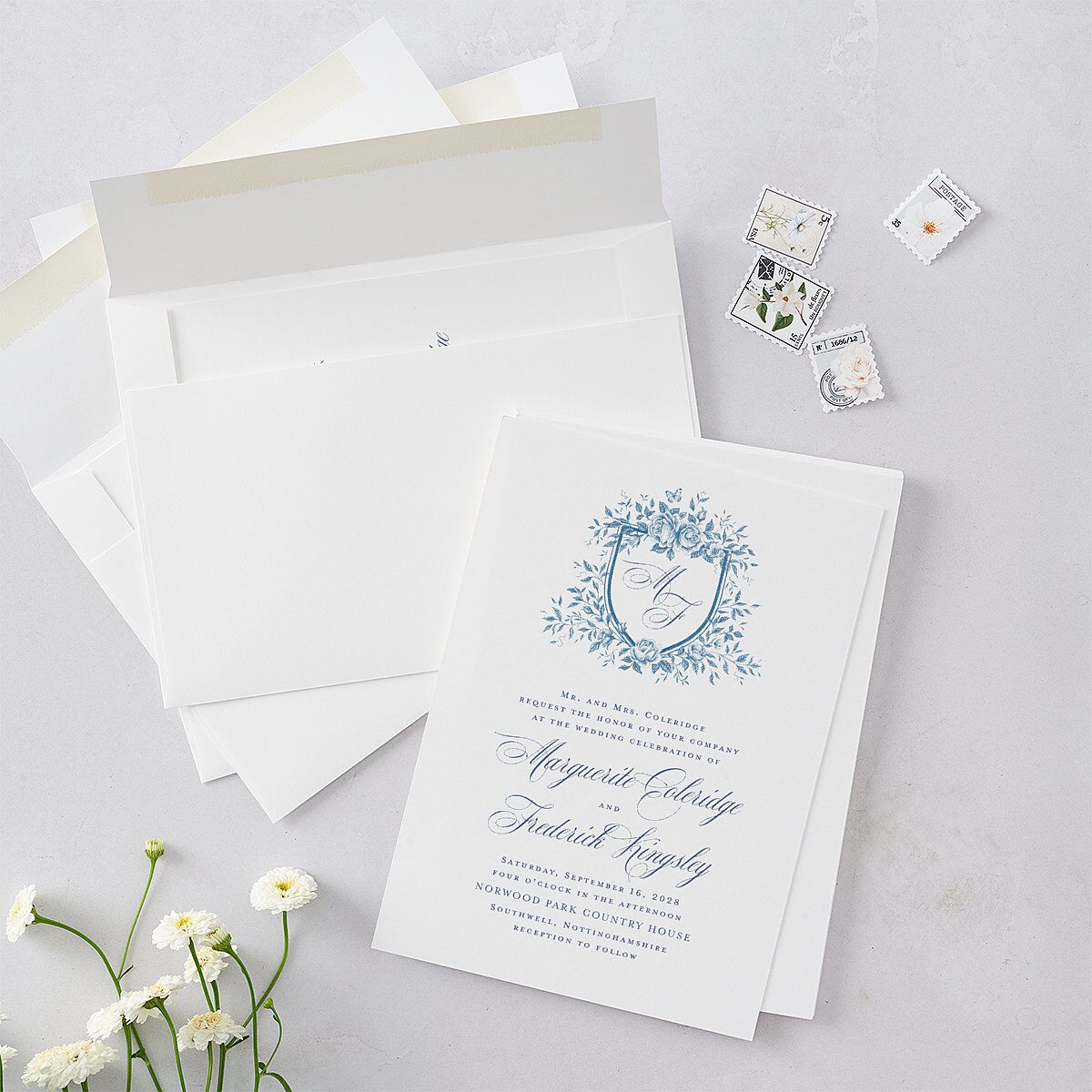 Elegant Rose Crest Wedding Invitations — view 4