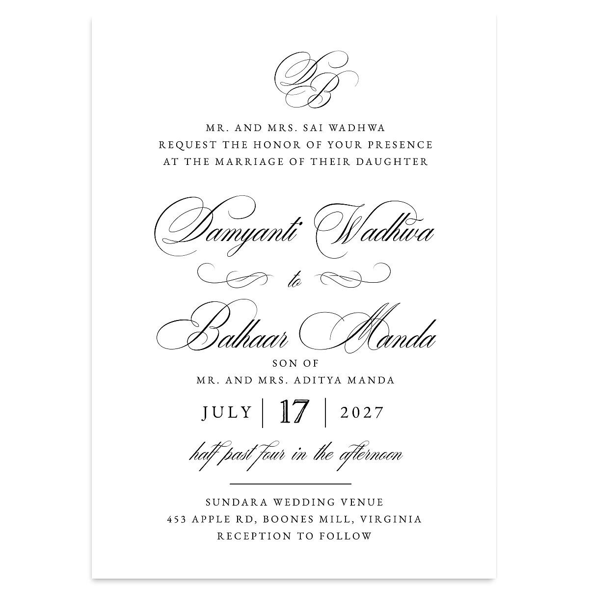 Vintage Flourish Wedding Invitations