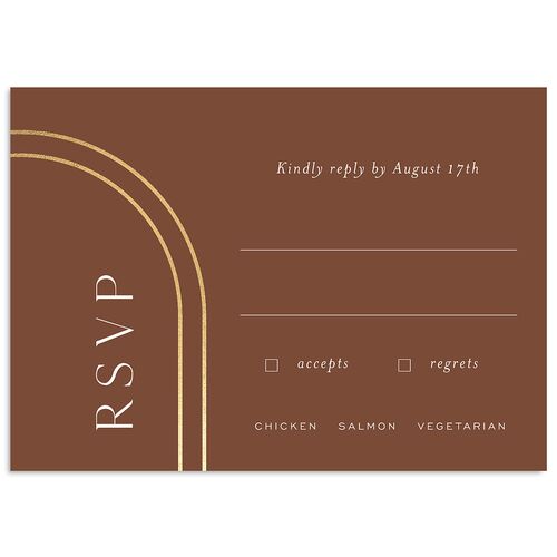 Foil Arch Wedding Response Cards Gold Chestnut Signature Standard