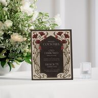 Vintage Nouveau Floral Bar Bended Tabletop Sign X-small Merlot Standard Plastic XS Tabletop Bar