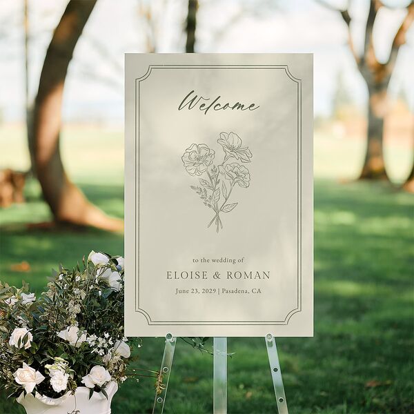 Vintage Botanical Sketch Standard Welcome Sign Large Dark Camo Standard Indoor Foam Core L Welcome