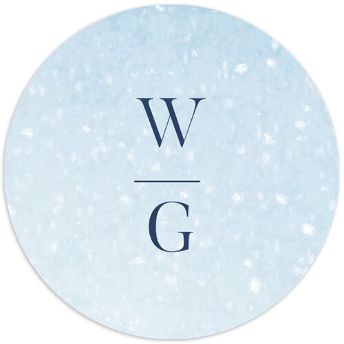 Snowflake Branches Wedding Stickers Baby Blue Circle
