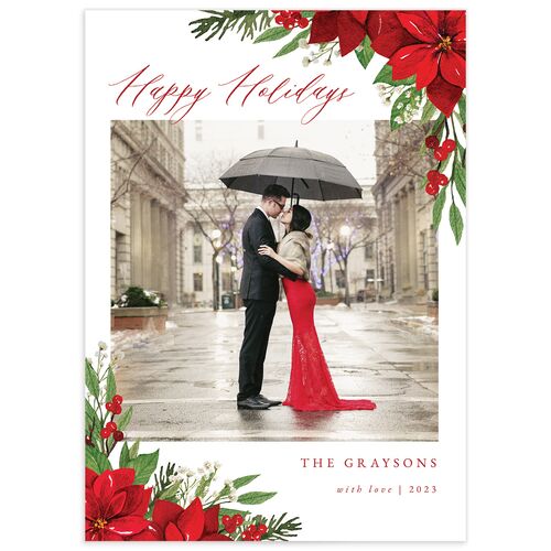 Beloved Poinsettia Holiday Cards - Red