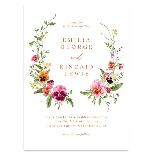 Wild Pansies Wedding Invitations Raw Sienna Signature Blank No Standard