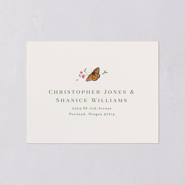 Rustic Butterflies All-in-One Wedding Invitations Scottish Green Signature Light Both Recipient and Return Addresses No