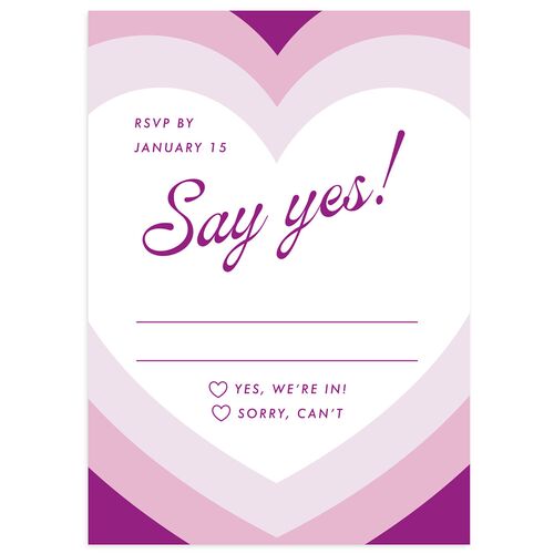 Modern Retro Hearts Wedding Response Cards Lavender Signature Standard