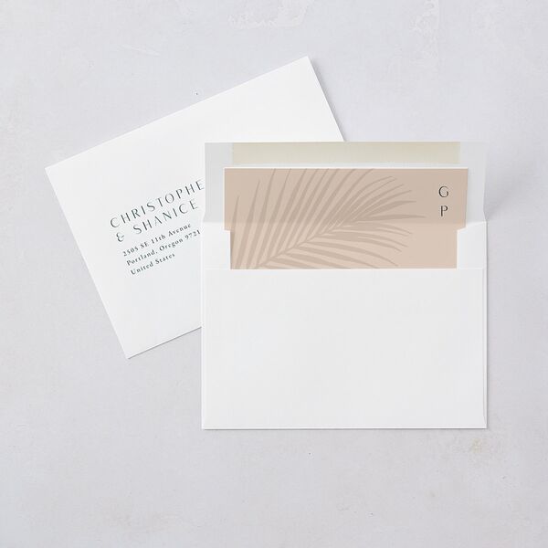 Lavish Palm Wedding Invitations Rose Gold Deep Lake Signature Blank No Standard