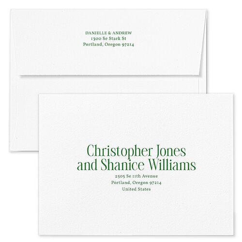 Simply Happy Holiday Card Envelopes Jewel Green Blue Both Recipient and Return Addresses Standard Signature