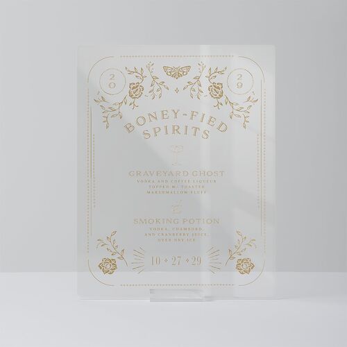 Skeleton Spirits Acrylic Bar Tabletop Sign Small Licorice Standard Acrylic S Tabletop Bar