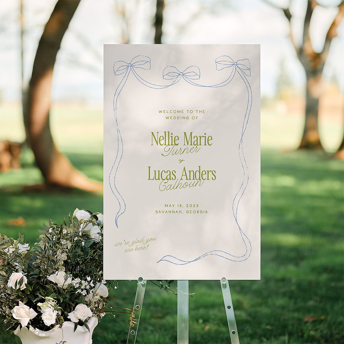 Modern Delicate Bows Standard Welcome Sign Large Peridot Standard Indoor Foam Core L Welcome