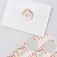 Happy Holidays Grid Pattern Photo Holiday Stickers Hunter Green Circle