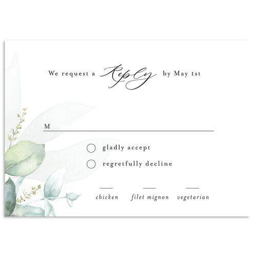 Romantic Greenery Wedding Response Cards Tide Pool Signature Standard