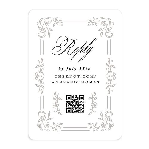 Luxury Victorian Gothic Lace QR Code RSVP Cards Pure White Signature Rounded