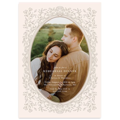 Regal Photo Rehearsal Dinner Invitations Champagne Signature smooth Blank Standard
