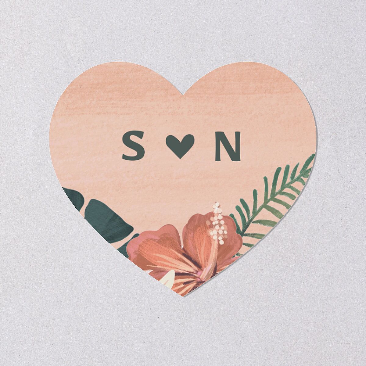 Vintage Hawaiian Island Wedding Stickers Eucalyptus Heart