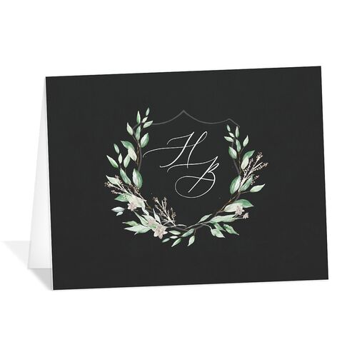 Watercolor Crest Thank You Cards Licorice