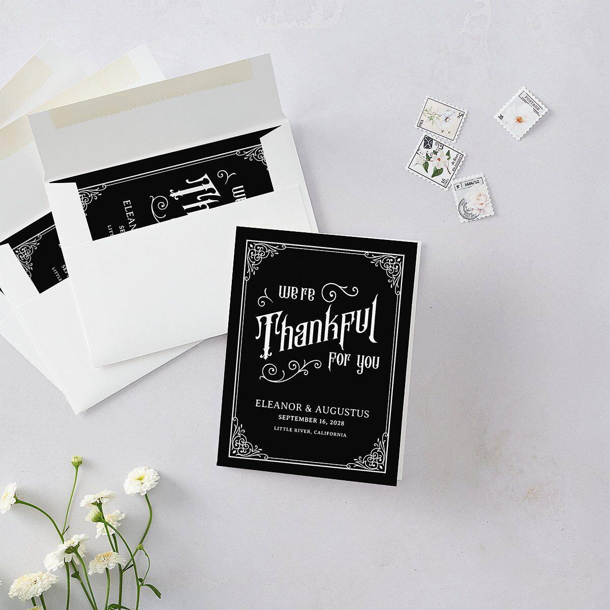 Western Gothic Thank You Cards Licorice
