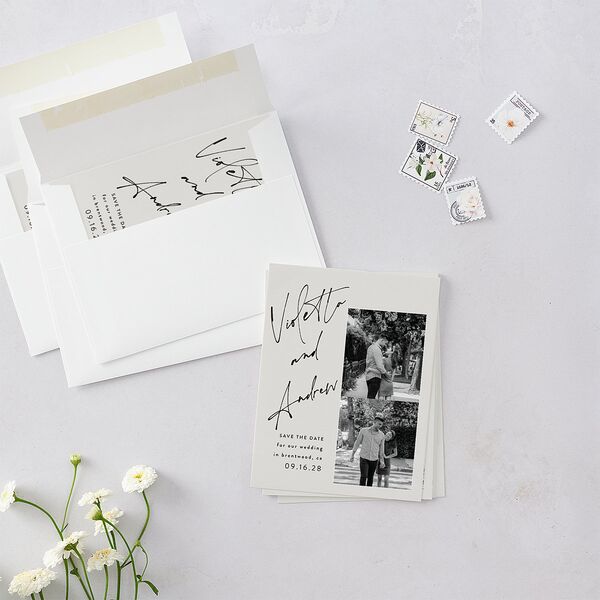 Signed Save the Date Petite Cards Licorice Signature smooth Blank No