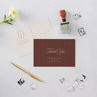 Vintage Oval Monogram Thank You Postcards Merlot