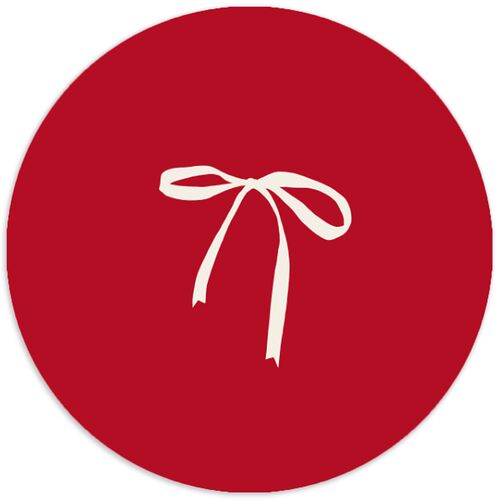 First Christmas Minimalist Bow Photo Holiday Stickers Cream Circle