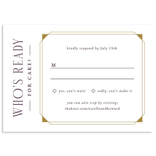 Old Hollywood Glam Wedding Response Cards Eggplant Signature