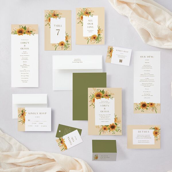 Sweet Sunflowers Wedding Response Cards Marigold Signature Standard