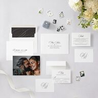 Vintage Flourish Save The Date Cards Pure White Signature smooth Blank No Standard
