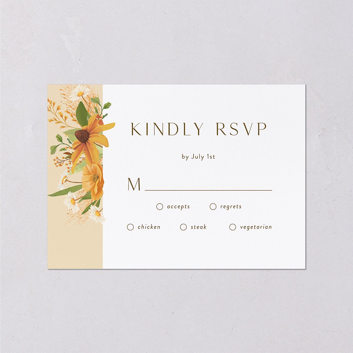 Sweet Sunflowers Wedding Response Cards Marigold Signature Standard
