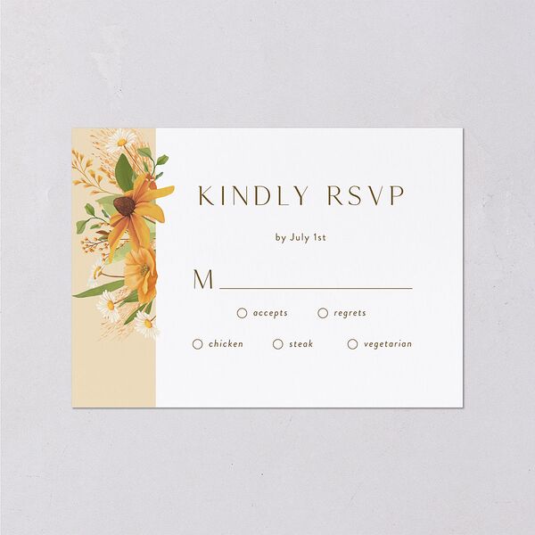 Sweet Sunflowers Wedding Response Cards Marigold Signature Standard