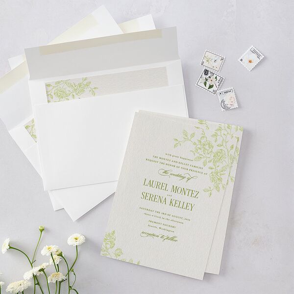 Vintage French Botanical Wedding Invitations Meadow Signature Blank No Standard
